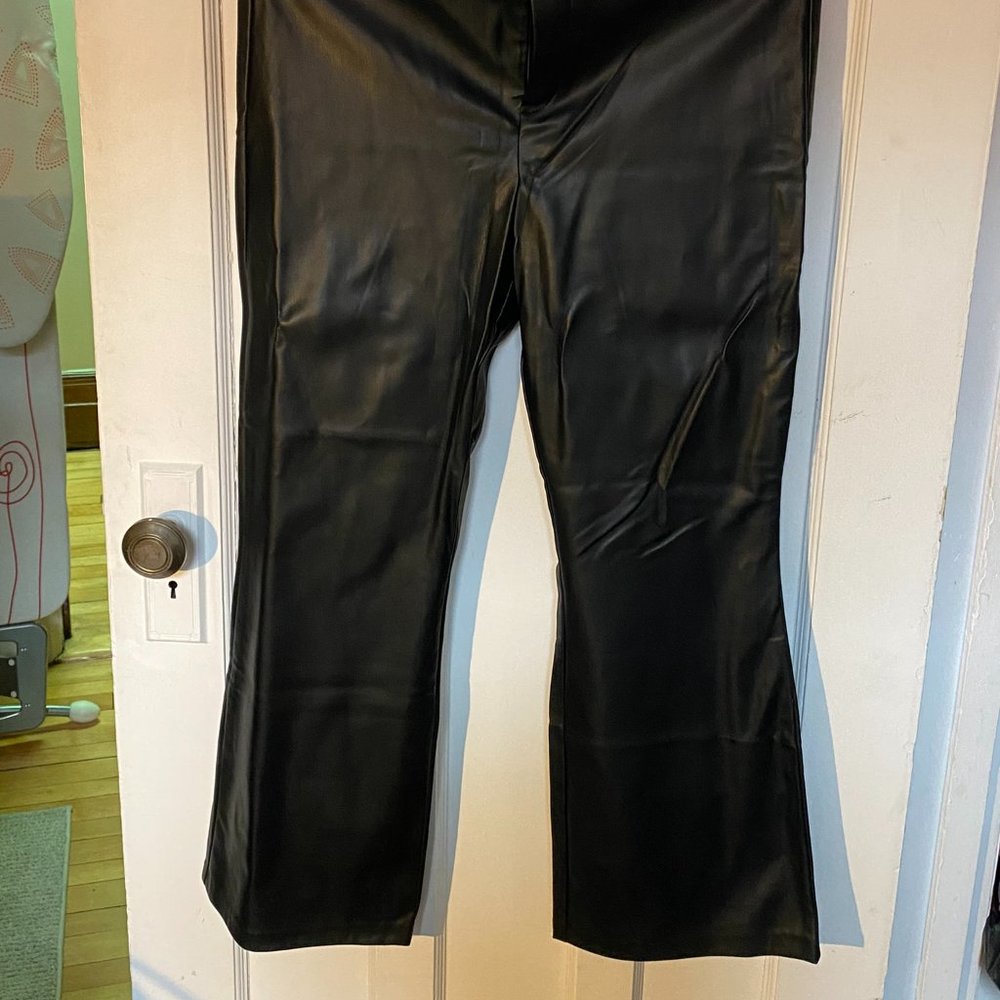 Zara Faux Leather Flared Leggings (XL)